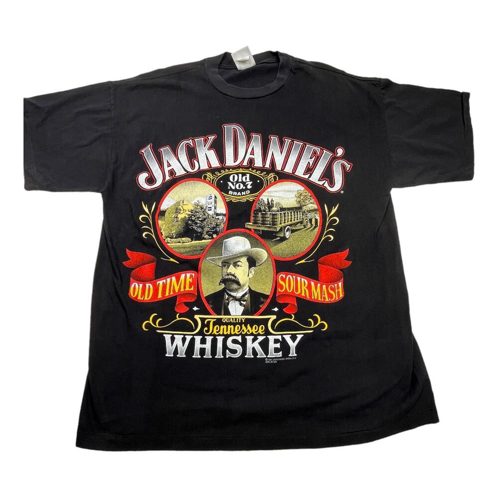 Vintage Single Stitch Jack Daniels Whiskey Men's t-Shirt tee Black sz XL Cotton
